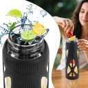 24 oz Glass Water Bottles with Silicone Sleeve and Flip Lid - Borosilicate Glass, Leakproof, BPA-Free, Perfect for Coffee, Tea and Water (Deep Black)