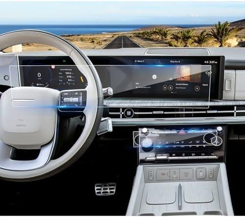 Coleya 2024 2025 2026 Santa Fe Screen Protector for Hyundai Santa Fe (SEL/XRT/Limited/Calligraphy) (Dual 12.3Inch&AC Displays), 9H Tempered Glass 2026 2025 Santa Fe Hybrid Accessories HD Transparent