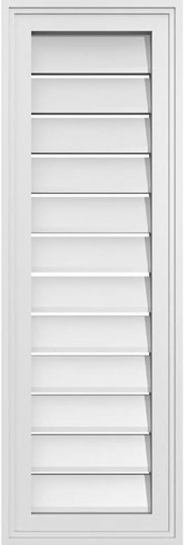 12"W x 36"H Rectangle Surface Mount PVC Gable Vent: Non-Functional, w/ 1-1/2" x 2" Brickmould Frame