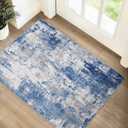 Washable Area Rugs 2'x3' Non-Slip Modern Abstract Soft for Living Room Entryway Bedroom Nursery, Print Pattern, Blue Grey Navy Gray