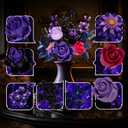 Ideas Halloween Purple Flowers Gothic Rose, Compatible with Lego Flowers Gift for Adults Women Girls Home Botanical Decoration for Birthday, Mother's Day, Christmas 8-16+ (822PSC)