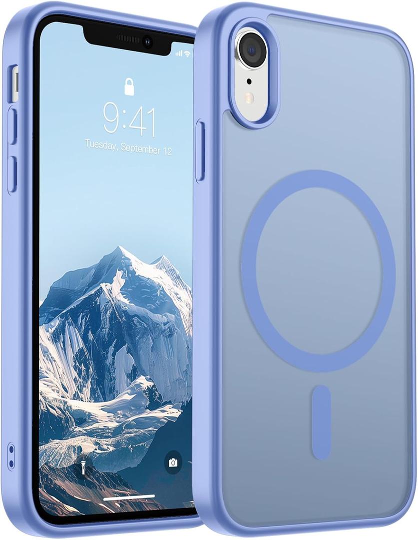 SUPFINE Magnetic for iPhone XR Phone Case(Compatible with MagSafe)(Military Grade Drop Protection) Slim Translucent Matte Shockproof with Anti-Fingerprint Phone Case,Blue Purple