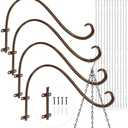 Plant Hangers Outdoor, 4 Pack 16 Inch Plant Hooks for Wall Metal Plants Hanging Bracket for Bird Feeder, Flower Baskets, Wind Chimes, Lanterns, Indoor Outdoor, Bronze