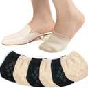Toes Home Half Toe Socks Womens for Mules, Non Slip No Show 4-8 Pairs (Black)