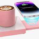 Coffee Mug Warmer with 15W Wireless Phone Charger & 3A USB Charging Port, 3 Temp Settings & 8H Auto Shut Off, Candle Warmer Plate for Heating Coffee, Milk, Tea & Candles,Valentine's Day Gift(Pink)