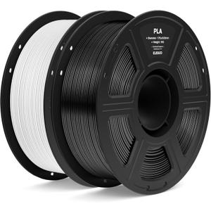 ELEGOO PLA Filament 1.75mm Black & White 2KG, 3D Printer Filament Dimensional Accuracy +/- 0.02mm, 2pcs 1kg Spool(2.2lbs) Fit Most FDM 3D Printers
