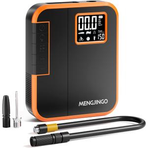MENGJINGO Tire Inflator Portable Air Compressor, 2X Faster Inflation Cordless Air Pump for Car Tires, 6000mAh Auto Pump with Digital Pressure Gauge, Electric Pump for Car, Motorcycle, Bicycle, Balls