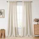 Nanspring 102 Inch Long Curtains for Living Room Birch Beige Linen Light Filtering Semi Sheer Curtain Back Tab Modern Farmhouse Decor Floor to Ceiling Coastal Drapes for Bedroom 52x102, 2 Panels