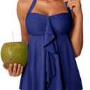 Summer Mae Halter Womens Tankini Swimsuits 2025 Flowy Top Two Piece Bathing Suits with Pockets Boyshorts, Large