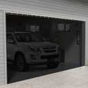 Sliding Garage Door Screen with Track Closure - Retractable Privacy Curtain Keep Annoying Animals Out Easy Install Heavy Duty Fiberglass Mesh Net for Opening Garage Patio (Black, 16 ft x 8 ft)