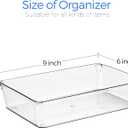 Ravinte 6 Pack Drawer Organizer - 6" X 9" Plastic Storage Bins, Acrylic Organizers with Non-Slip Pads Clear Desk Storage Tray for Makeup, Jewelries, Kitchen Utensils, Bathroom and Office
