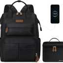 Maelstrom Travel Backpack for Women Men,Laptop Backpack Fits 15.6-17.3 Inch Laptop, Nurse/Work Bag with Insulated Lunch Box (Black) (Standard)