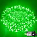 120 LED Green String Lights Indoor, 40ft St Patricks Day Lights Clear Wire 8 Modes Plug in Waterproof Christmas Fairy Lights for Room Christmas Tree Holiday Decorations