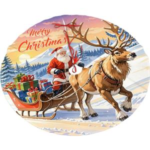 Christmas Tree Skirt 36 Inch Funny Santa Claus and Reindeer Farmhouse Holiday Decorations Soft and Thickened Christmas Tree Skirt for Indoor Outdoor Christmas New Year Holiday Party Decor (36" (91 cm) diameter)