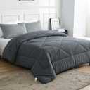 100% Cotton Filled Comforter, Premium Upgraded Cotton Bed Quilt Suitable for All Seasons, Comfortable Soft Noise-Free, Breathable and Fluffy, King, Gray | 100% Cotton, All Seasons, Breathable Fluffy, Soft Noise-Free
