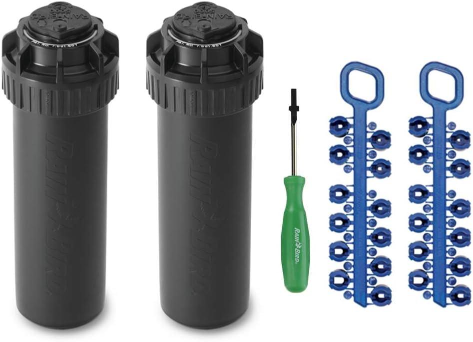 Rain-bird 5000 Series Rotor Sprinkler Head - 5004 PC Model, Adjustable 40-360 Degree Part-Circle, 4 Inch Pop-Up Lawn Sprayer Irrigation System - 25 to 50 Feet Water Spray Distance (Y54007) (2 Pack) (2 Pack)