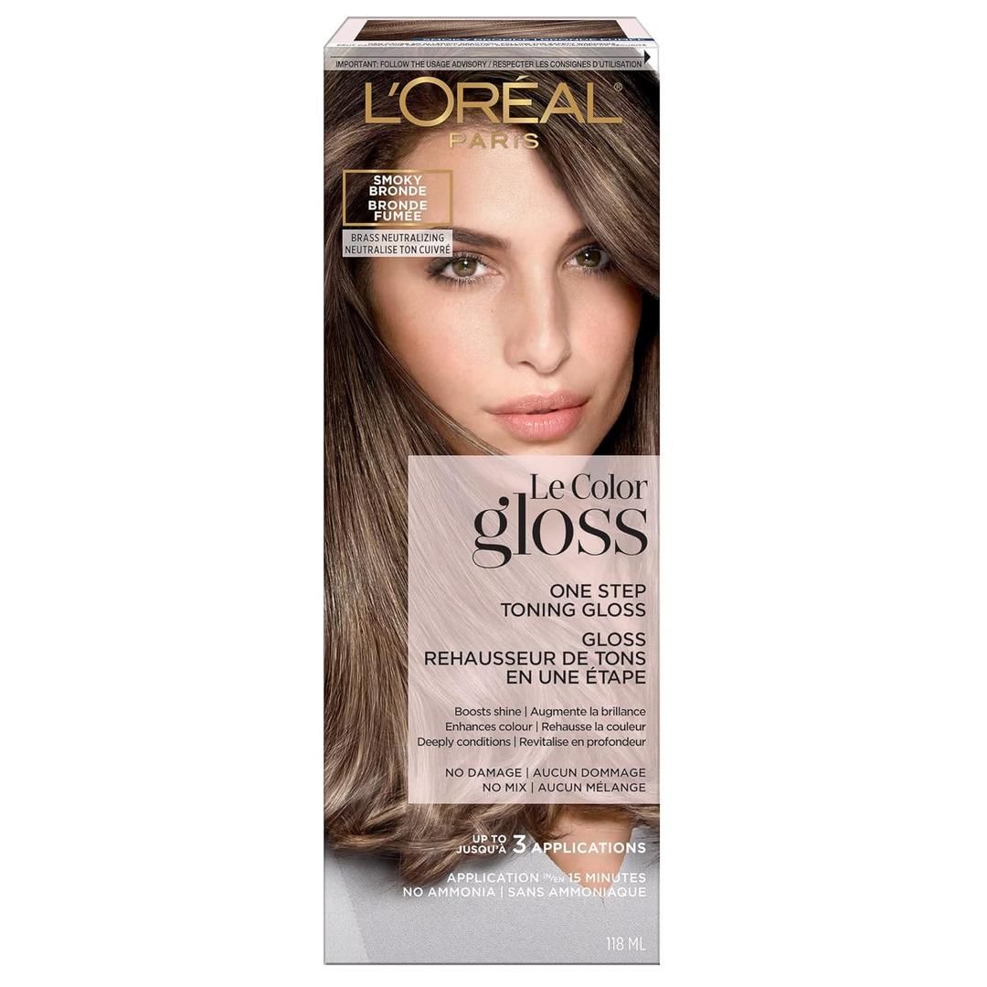 L'Oreal Paris Le Color Gloss One Step In-Shower Toning Hair Gloss, Neutralizes Brass, Conditions & Boosts Shine, Smoky Blonde, 4 Ounce (Pack of 1)