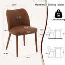 GarveeHome Leather Dining Chairs Set of 4 Upholstered PU Dining Chair with Wood Legs, Wing Backrest, Wooden Kitchen Chairs with Thick Cushions, Leveling Feet for Dining Room, Living Room, Brown