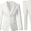 Men's 3 Piece Slim Fit Suit Set, Two Button Blazer Solid Jacket Vest Pants Wedding Business Suit (X-Small, Ivory)