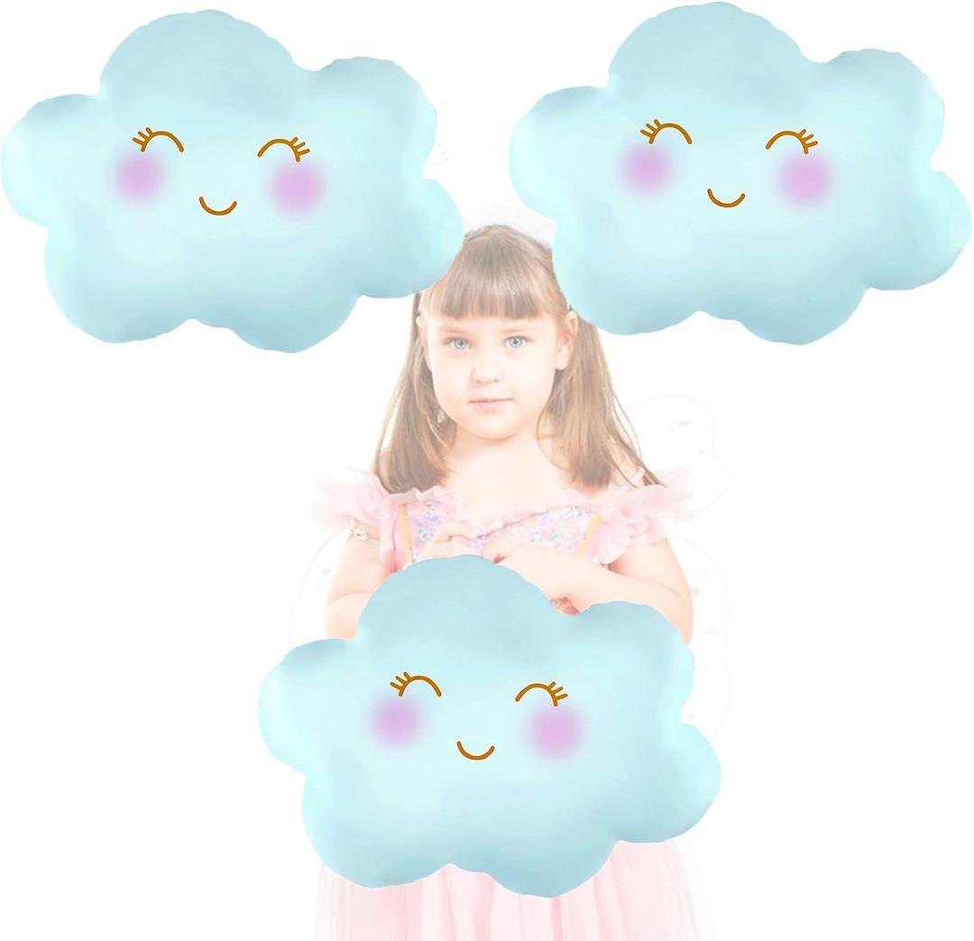 Blue Cloud Balloons Birthday Party Decorations Smile Cloud Shaped Foil Helium Balloons Arch Kit Shower Themed Party Supplies Decor 3 Pcs