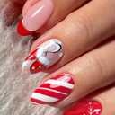 JMEOWIO Gel Nail Stickers Christmas Snowflake Cute Semi Cured Gel Nail Strips Wraps UV/LED Nails Art Design Decoration Accessories