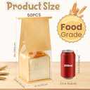 HONKID Bread and Cookie Bags with Seal, 50 Pack 11 x 5.1 x 3.9 Inches Bakery Bags with Window Reusable Tin Tie Tab Lock for Sealed Baked Goods Packaging for Pastry Bagels Breads Treats Cookies Brown | Brown kraft paper, Transparent window, Food Grade, Stand-up design, Reusable seal, Holds cookie (Medium)