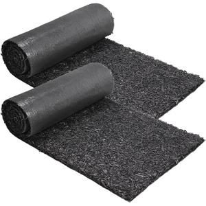 Sekcen 2 Pack Rubber Mulch Roll Mat for Landscaping Recycled Rubber Walkway Black Permanent Mulch Pathway Playground 8' x 2'