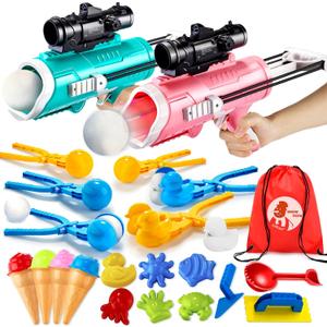 28 Pack Snow Toys-Snowball Maker Toy for Kids Winter Outdoor Toys with Snowball Launcher, Duck Snowball Maker, Animal Sand Molds for Toddlers Kids Boys Christmas Girls