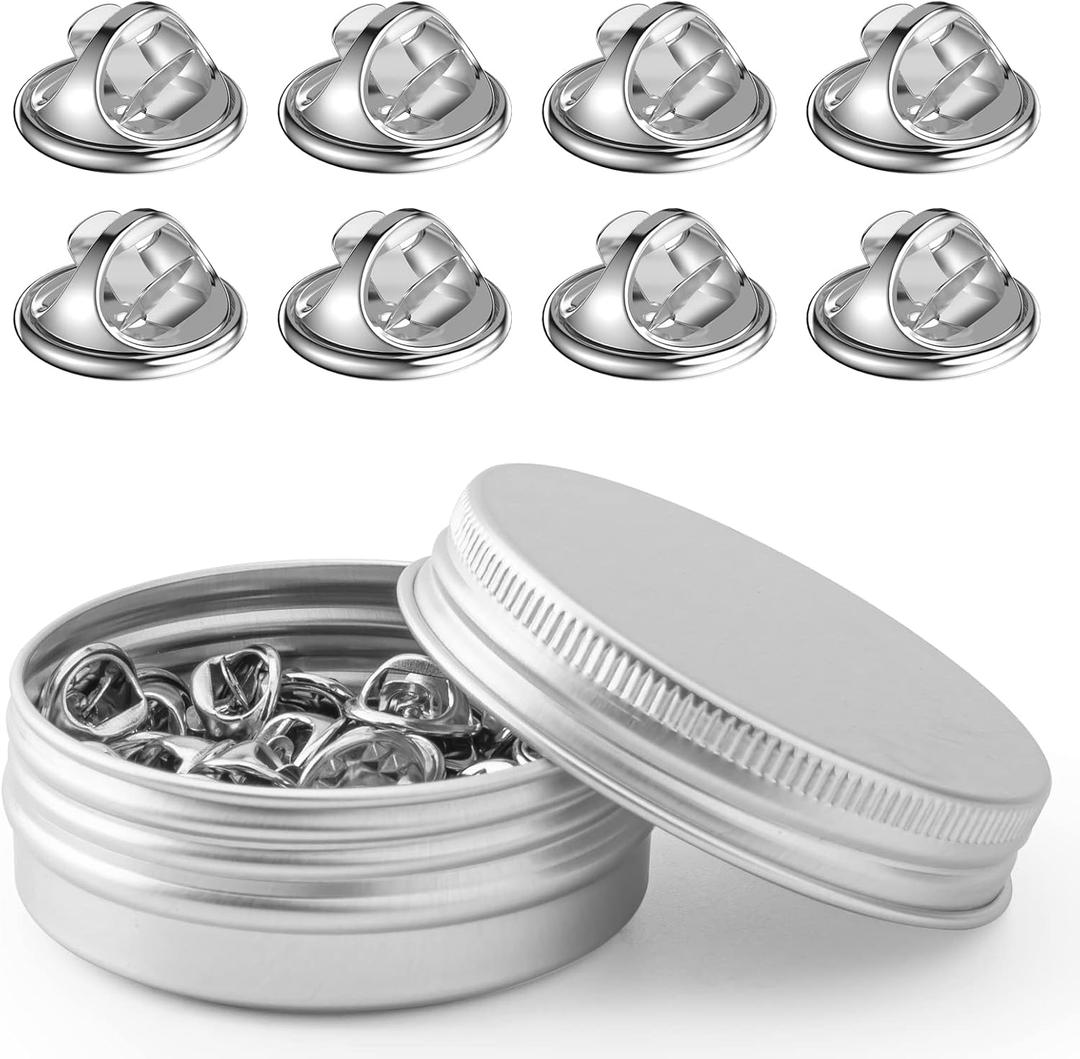 50PCS Metal Locking Pin Backs, Pin Keepers Locking Clasp, Badge Insignia Pin Backs Replacement (Silver) (nickel)