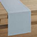 ZeeMart Basic Linen Style Table Runner, 14 x 108 Inch Blue Chambray, Rustic Farmhouse Light Dusty Blue Table Runners 108 Inches Long, Everyday Polyester Table Runner - Machine Washable & Easy Care