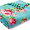 Betsey Johnson Bouquet Day Plush-Fleece Blue Throw Blanket-50X70