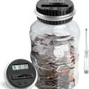 Large Piggy Bank for Boys Adults, Vcertcpl Digital Coin Counting Bank with LCD Counter, 1.8L Capacity Coin Bank Money Jar for Adults, Designed for All US Coins (Silver)