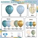 2 x Dusty Blue Balloon Garland Arch Kit, Sage Green Dusty Blue Sand White Gold with Confetti Latex Balloons for Boy Baby Shower Wedding Birthday Party Decorations