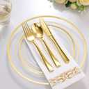 Goodluck 700 Pieces Clear Gold Disposable Dinnerware Set for 100 Guests, 10.25 inches