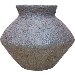 Rustic Black Ceramic Vase - 5IN Small Round Clay Vase Vintage Farmhouse Style Decor, Circle Wabi Sabi Vases for Farmhouse Home Decor, Decor Living Room, Table, Shelf