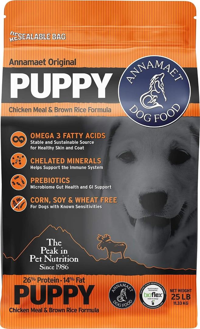 Annamaet Original Puppy Dry Dog Food, (Chicken & Brown Rice), 25-lb Bag (EXP 05/07/31)