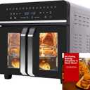 24Qt Large Air Fryer Oven French Door 15 in 1 Multi-Function Digital Controls Convection Oven Stainless Steel Dual Zone Electric Oven Toaster Combo with 13 Accessories & Cookbook