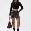 EXLURA Women's Leopard Print Mini Skirt High Waist Sexy Cheetah Skirts Trendy Pencil Bodycon Short Skirts Concert Outfit 2025 (XL)