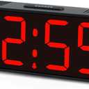 Peakeep Small Battery Powered Digital Alarm Clocks for Bedrooms Bedside, Cordless Tiny Travel Portable Desk Clock, Large Numbers Auto Dimmable, LED Display 4 Dimmers, 5 Alarm Volumes