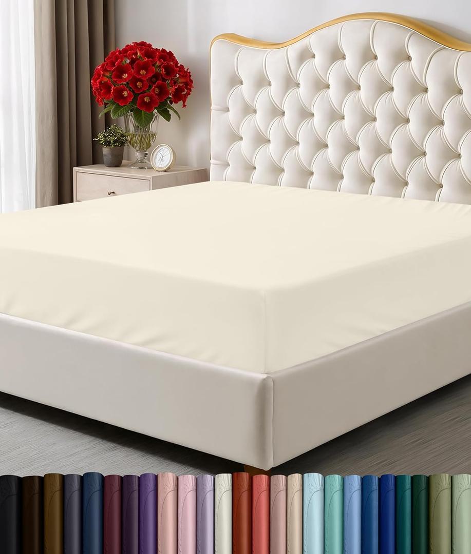 Utopia Bedding Queen Fitted Sheet - Bottom Sheet - Deep Pocket - Soft Microfiber - Shrinkage and Fade Resistant - Easy Care -1 Fitted Sheet Only (Ivory)