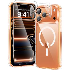 toushion 3 in 1 for iPhone 17 Pro Max Case Clear,Fits MagSafe, Not Yellowing, Screen Protector*1 Camera Lens Protector*1, Military-Grade Protection for Phone Cover 6.9 inch