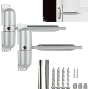 2PCS Automatic Door Closer Safety Spring Door Closers, Adjustable Closing Door Hinge for Convert Hinged Doors to Self-Closing, Grey Door Closer Auto for Residential, Commercial - 4-1/2 Inch (Gray)