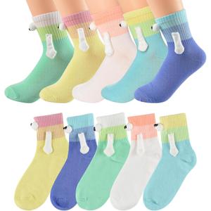 5 Pairs Magnetic Holding Hands Socks, Novelty Cute Funny Gift Socks for Men & Women, Couple, Best Friends, Lovers (White)