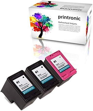 Printronic 3 Pack Remanufactured HP 61 Ink Cartridge for HP Envy 4500 5530 Deskjet 2540 1510 2050 3050 OfficeJet 4630 Printers (2 Black 1 Color)