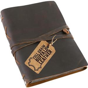 MOONSTER Leather Scrapbook & Photo Album – Handcrafted Full Grain Buffalo Leather Scrapbook Keepsake Photo Book with Strap – Vintage Gift Picture Album for Memories & Classic Photo Albums