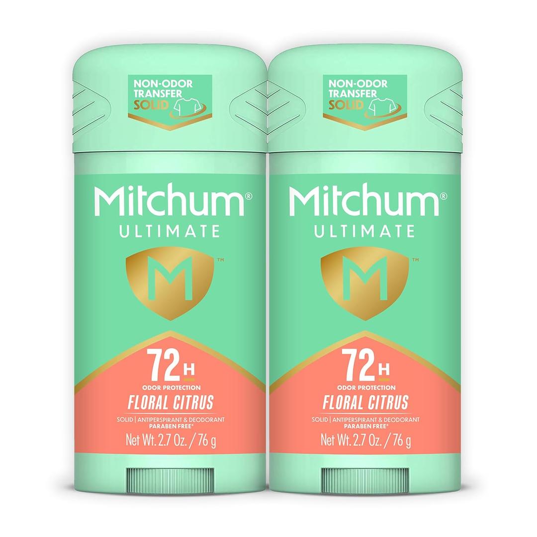 Mitchum Ultimate 72H Odor Protection Womens Antiperspirant & Deodorant, Invisible Solid, Floral Citrus, 2 pack