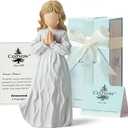 Answered Angel of Prayer Figurine, Solid Resin Praying Angel Figurines Spiritual Decor Statue for Women Girl Religious Hope Sympathy Statues Figure Gifts,Luxury Gift Box with Ribbon &Card-6.2''