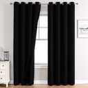 ChrisDowa 100% Blackout Curtains 120 inch Long for Bedroom with Black Liner, 2 Thick Layers Total Blackout Thermal Insulated Grommet Long Window Curtains 2 Panels Set (Black, 52 x 120 Inch)