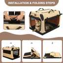 X-ZONE PET 3-Door Portable Soft-Sided Folding Soft Dog Travel Crate Collapsible Pet Kennel,XX-Large, 40 x 27 x 27 Inches,Tan