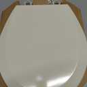 Bemis 500EC Durable Wood Toilet Seat with Easy Clean Hinges, Made in USA, Round, Bone